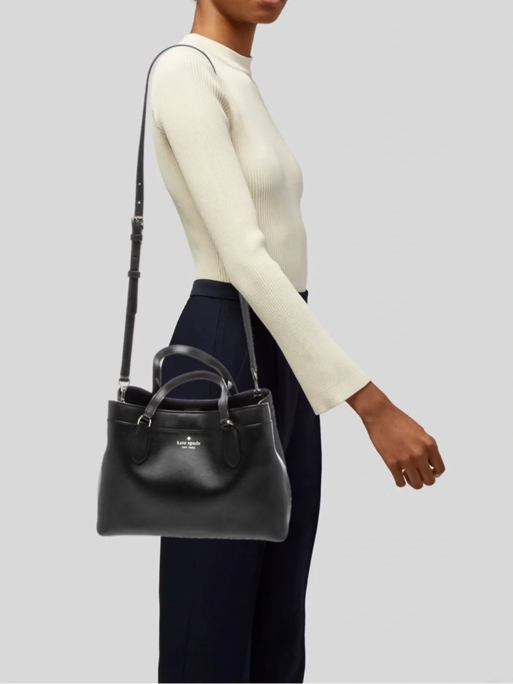 kate spade Black Leather Shoulder bag with Adjustable Strap